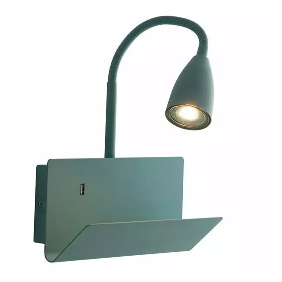 LUCE AMBIENTE E DESIGN Applique GULP en métal vert avec bras flexible (Applique murale / Éclairage intérieur LED)