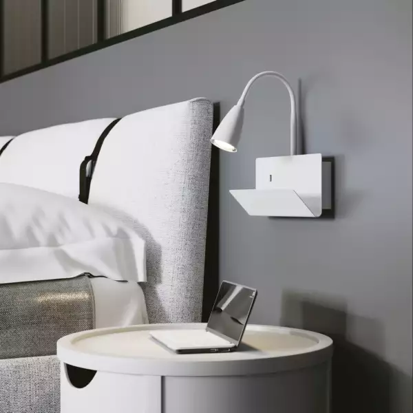 Applique GULP en métal blanc avec bras flexible – Image 2