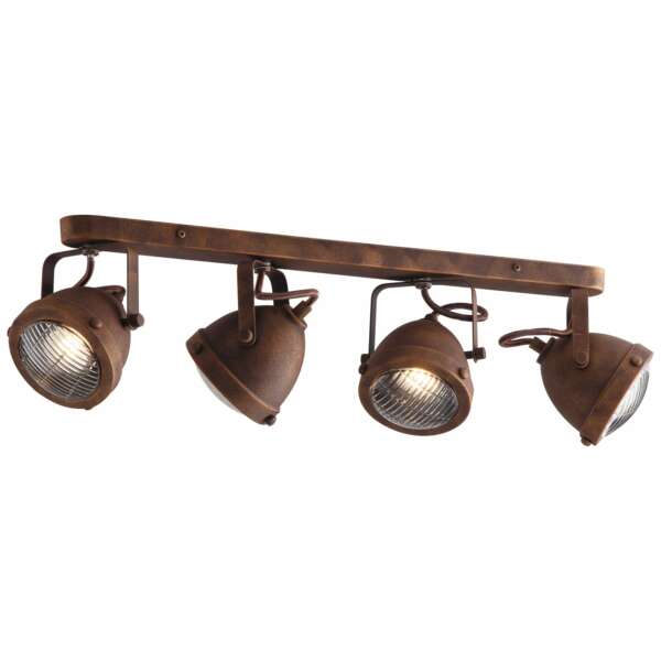 LUCE AMBIENTE E DESIGN Applique Habana en métal rouille avec quatre diffuseurs en verre (Applique murale / Éclairage intérieur LED)