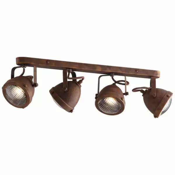 LUCE AMBIENTE E DESIGN Applique Habana en métal rouille avec quatre diffuseurs en verre (Applique murale / Éclairage intérieur LED)