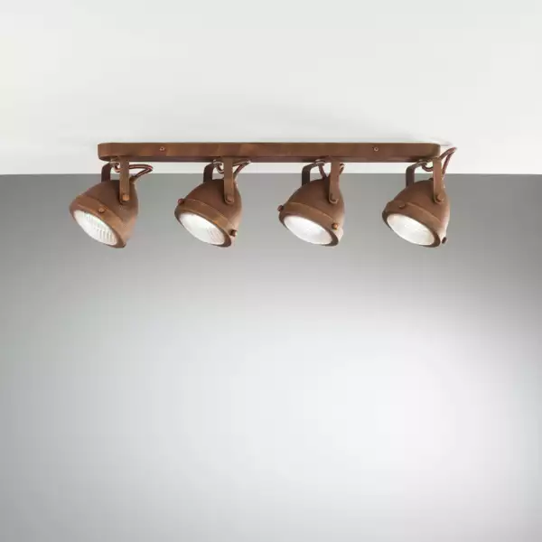 Applique Habana en métal rouille avec quatre diffuseurs en verre – Image 2