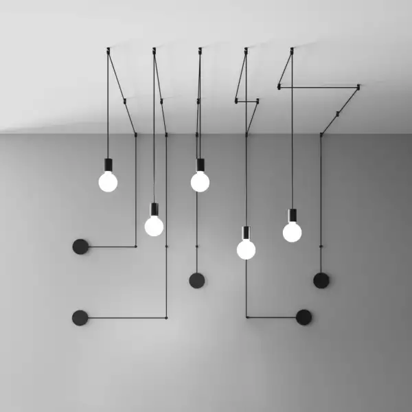 Plafonnier habitat avec câble noir orientable, point lumineux unique – Image 3