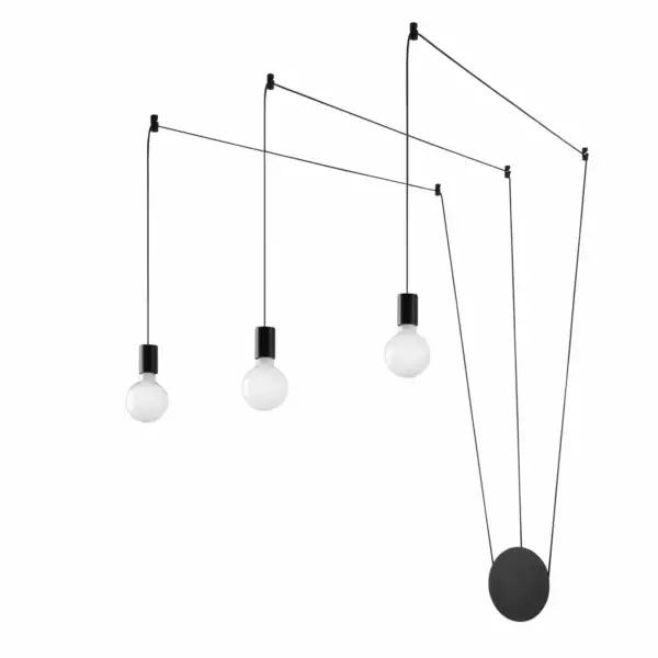 LUCE AMBIENTE E DESIGN Plafonnier Habitat à trois câbles noirs orientables (Plafonnier / Éclairage intérieur LED)