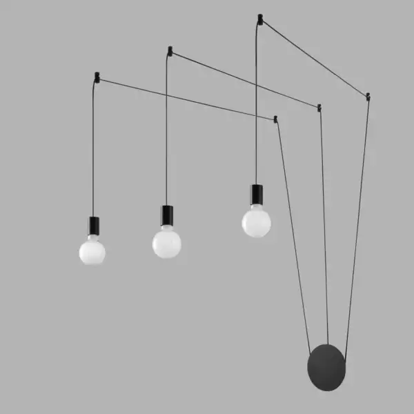 Plafonnier Habitat à trois câbles noirs orientables – Image 2