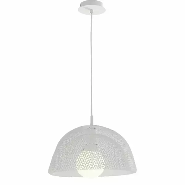 LUCE AMBIENTE E DESIGN Suspension Harem en maille métallique blanche avec câble en tissu de 37 cm (Suspensions Design & Déco / Éclairage intérieur LED)