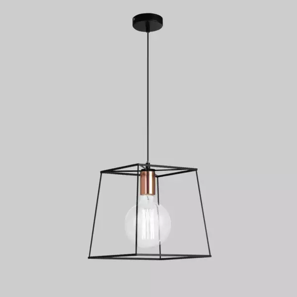 Lampe à suspension harlem en métal noir avec douille en cuivre 20,5 x 25 cm – Image 2
