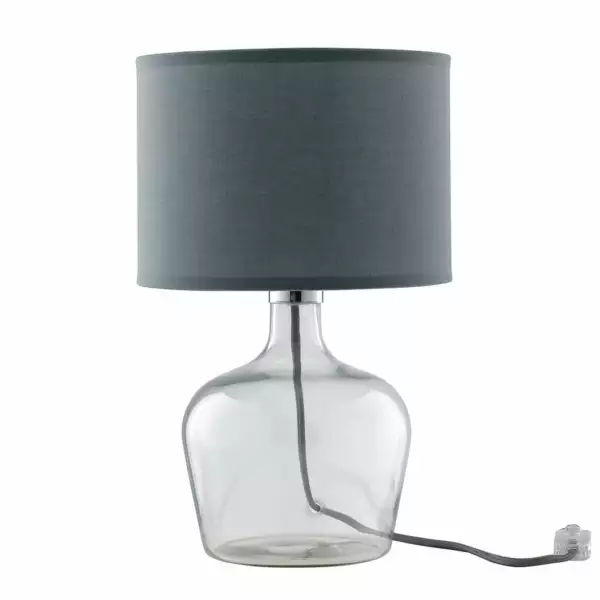 LUCE AMBIENTE E DESIGN Lampe de table en verre HENDRIX et abat-jour en tissu gris (Lampes de table / Éclairage décoratif)