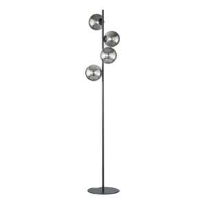 Lampadaire honey en métal noir avec diffuseurs en verre fumé