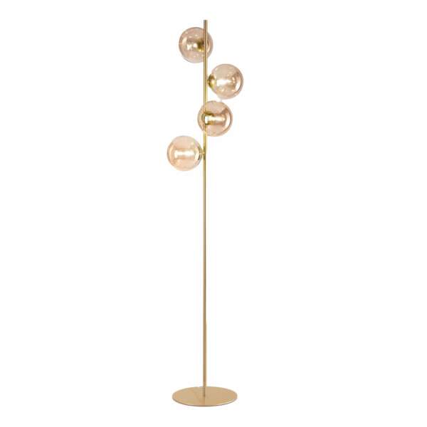 LUCE AMBIENTE E DESIGN Lampadaire honey en métal laiton avec diffuseurs en verre de champagne (Lampadaires / Éclairage décoratif)