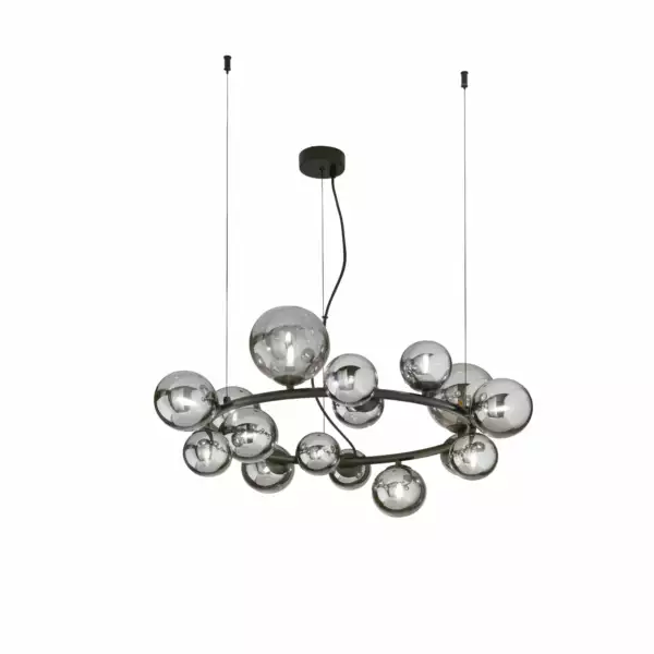 LUCE AMBIENTE E DESIGN Lampe à suspension HONEY en métal noir avec 16 diffuseurs fumés (Suspensions Design & Déco / Éclairage intérieur LED)