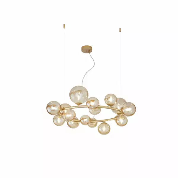 LUCE AMBIENTE E DESIGN Lampe à suspension HONEY en métal laiton avec 16 diffuseurs champagne (Suspensions Design & Déco / Éclairage intérieur LED)