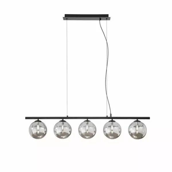 LUCE AMBIENTE E DESIGN Suspension linéaire honey en métal noir avec cinq diffuseurs fumés (Suspensions Design & Déco / Éclairage intérieur LED)