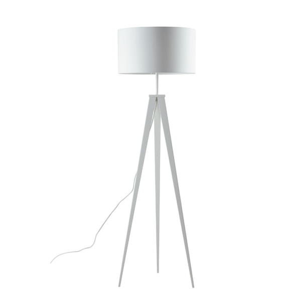LUCE AMBIENTE E DESIGN Lampadaire IBIS trois pieds en métal avec abat-jour en tissu blanc (Lampadaires / Éclairage décoratif)