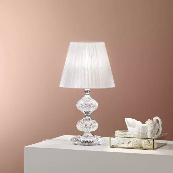 Lampe de table incanto en verre avec détails chromés et cristaux 46 cm – Image 2