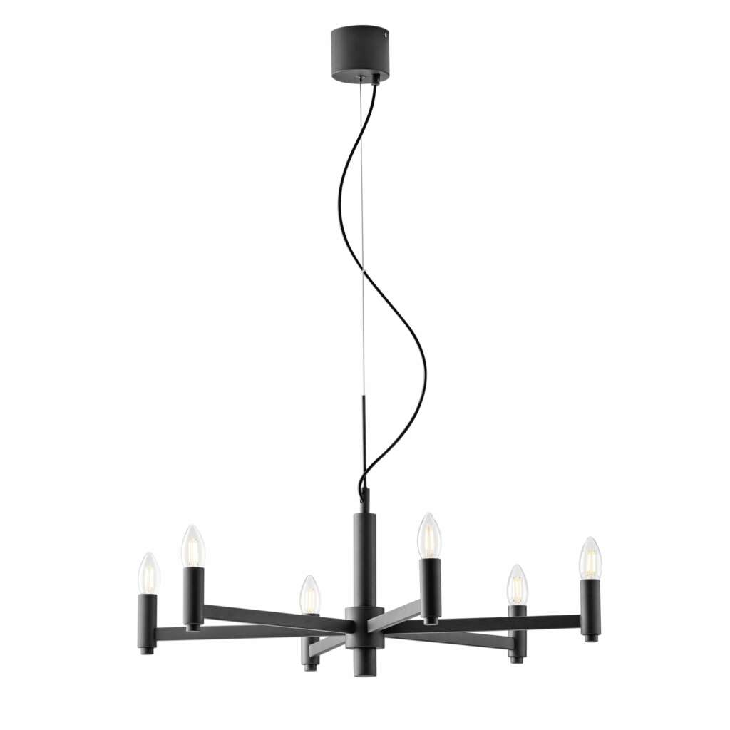 LUCE AMBIENTE E DESIGN Lustre suspension KAROL en métal gris à six ...