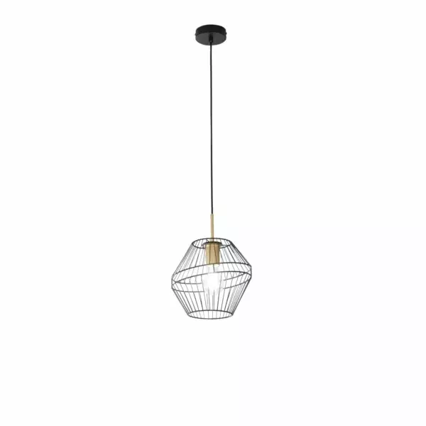 LUCE AMBIENTE E DESIGN Lampe à suspension KIKO en métal noir et doré 25 cm (Suspensions Design & Déco / Éclairage intérieur LED)