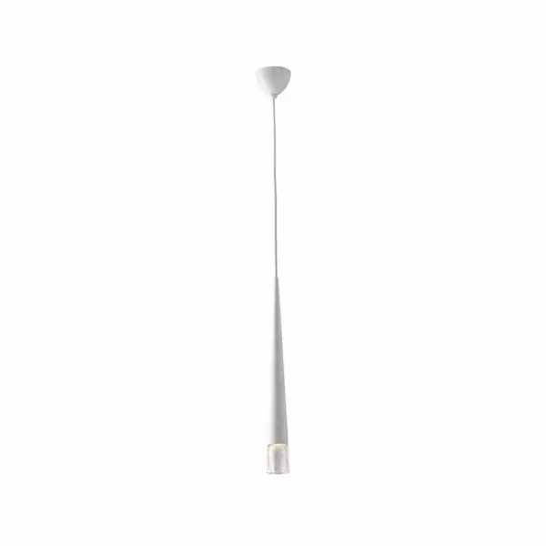 LUCE AMBIENTE E DESIGN Lampe à suspension LANCELOT en métal blanc finition verre 120 x 6 cm (Suspensions Design & Déco / Éclairage intérieur LED)