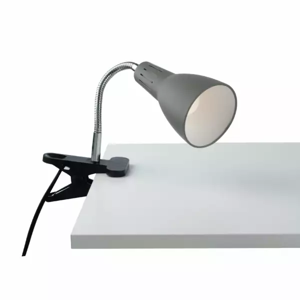 LUCE AMBIENTE E DESIGN Applique LOGIKO en métal gris avec diffuseur orientable et pince (Applique murale / Éclairage intérieur LED)