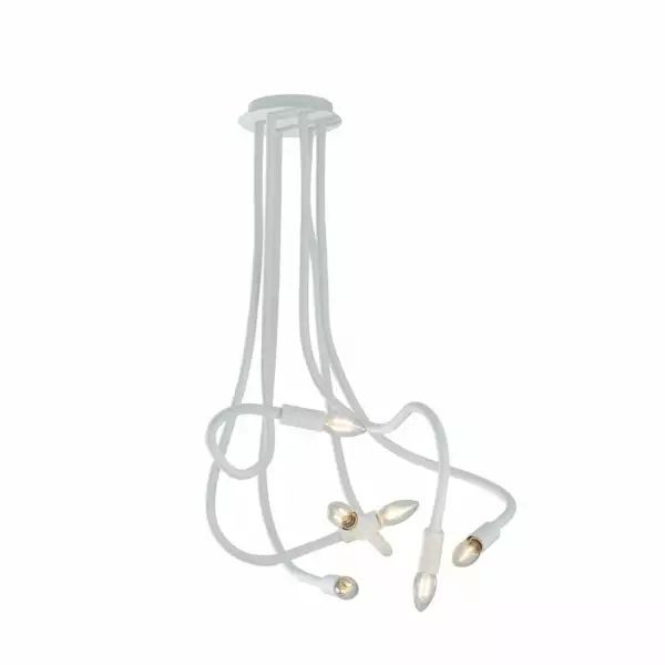 LUCE AMBIENTE E DESIGN Plafonnier lover en métal blanc à six bras flexibles (Plafonnier / Éclairage intérieur LED)