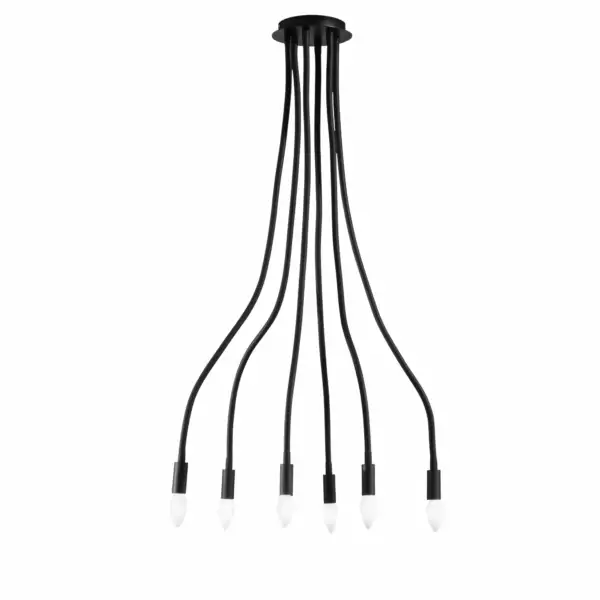 Plafonnier lover en métal noir à six bras flexibles – Image 2