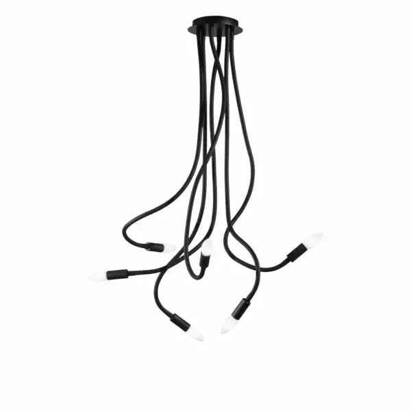 LUCE AMBIENTE E DESIGN Plafonnier lover en métal noir à six bras flexibles (Plafonnier / Éclairage intérieur LED)
