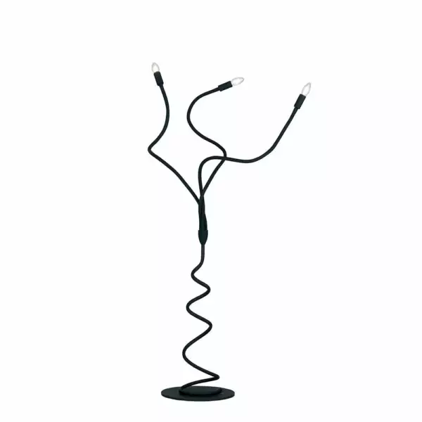 LUCE AMBIENTE E DESIGN Lampadaire lover en métal noir à trois bras flexibles (Lampadaires / Éclairage décoratif)
