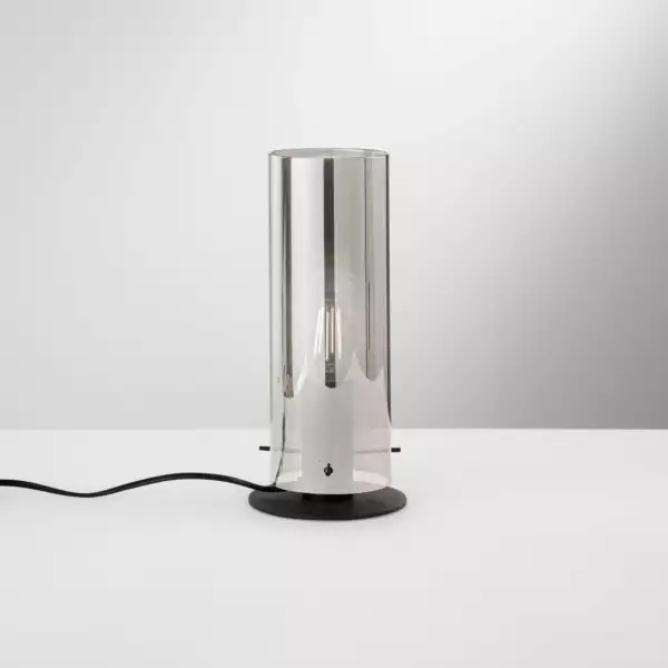 Lampe de table MAGIC en métal noir et diffuseur en verre fumé – Image 2