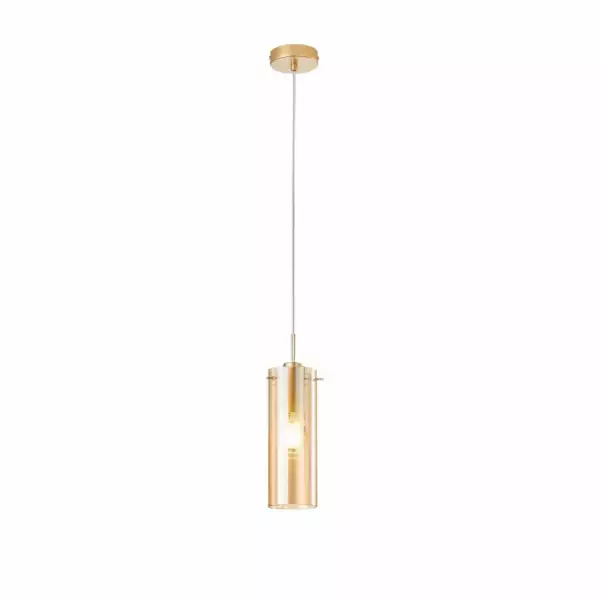 LUCE AMBIENTE E DESIGN Suspension MAGIC en métal doré avec diffuseur en verre ambré (Suspensions Design & Déco / Éclairage intérieur LED)