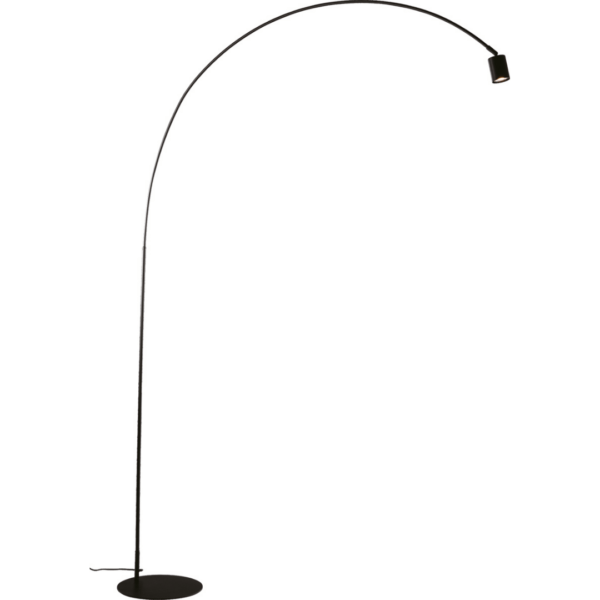LUCE AMBIENTE E DESIGN Lampadaire courbé Maison en métal noir avec point lumineux orientable (Lampadaires / Éclairage décoratif)