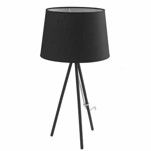 LUCE AMBIENTE E DESIGN Lampe de table MARILYN en métal noir avec abat-jour en coton (Lampes de table / Éclairage décoratif)