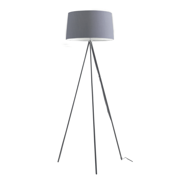 LUCE AMBIENTE E DESIGN Lampadaire Marilyn en métal gris avec abat-jour en coton (Lampadaires / Éclairage décoratif)