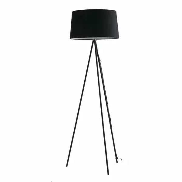LUCE AMBIENTE E DESIGN Lampadaire MARILYN en métal noir avec abat-jour en coton (Lampadaires / Éclairage décoratif)
