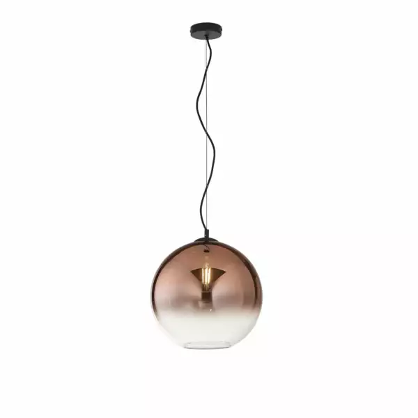 LUCE AMBIENTE E DESIGN Lampe à suspension MARTE en verre cuivré avec structure métallique 35 cm (Suspensions Design & Déco / Éclairage intérieur LED)
