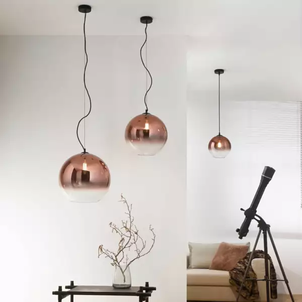 Lampe à suspension MARTE en verre cuivré avec structure métallique 25 cm – Image 2