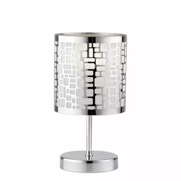 LUCE AMBIENTE E DESIGN Lampe de table MAYA en acier chromé avec décor découpé au laser (Lampes de table / Éclairage décoratif)