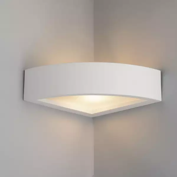 Applique MYKONOS en plâtre blanc à peindre avec diffuseur en verre satiné – Image 2
