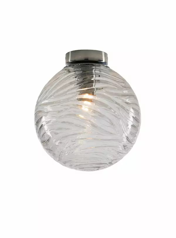 LUCE AMBIENTE E DESIGN Plafonnier NEREIDE en verre transparent à ondes concentriques 30 cm (Plafonnier / Éclairage intérieur LED)