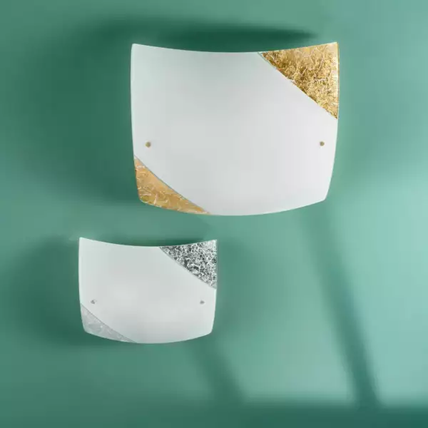 Plafonnier paris en verre décor à la feuille d'or 40 x 40 cm – Image 2