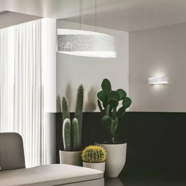 Lampe à suspension Paris en verre à décor de feuilles d'argent 75 cm – Image 2