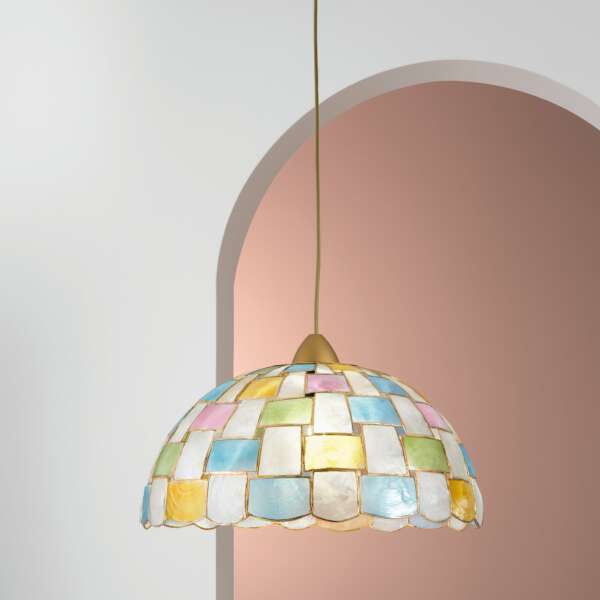 Lustre suspension PAULA en nacre multicolore (1xE27) – Image 2