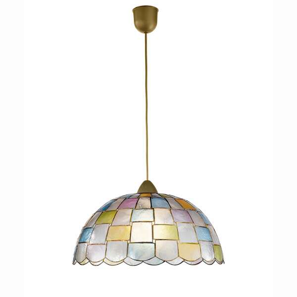 LUCE AMBIENTE E DESIGN Lustre suspension PAULA en nacre multicolore (1xE27) (Suspensions Design & Déco / Éclairage intérieur LED)
