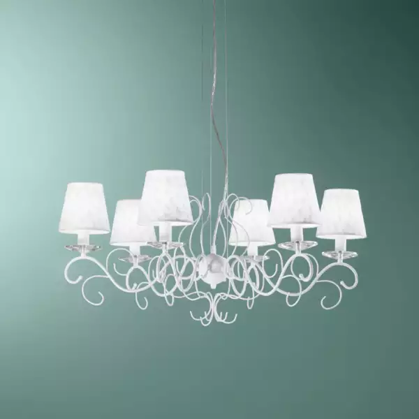 Lustre suspension Perla blanc en métal et cristaux (6xE14) – Image 2