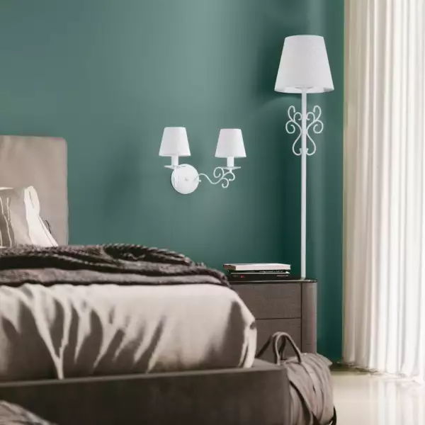 Lampadaire Perla blanc en métal et cristaux (1xE27) – Image 2