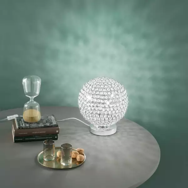 Lampe de table chromée PLANET en métal et cristaux avec trois ampoules G9 – Image 2
