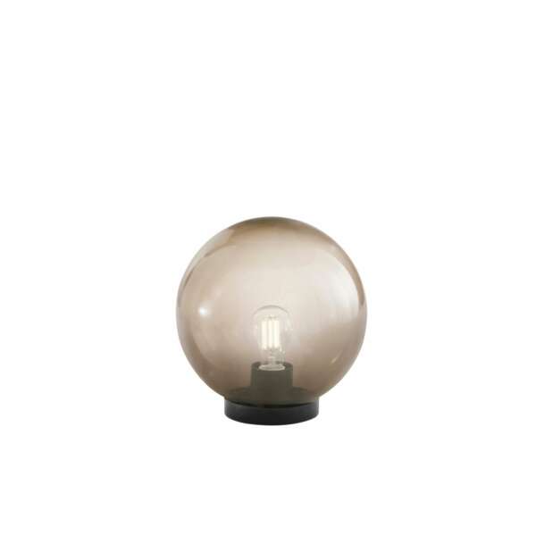 INTEC Lampe d'extérieur POLLY avec socle en plastique noir et sphère fumée de 20 cm (Lampes décoratives extérieures / Éclairage décoratif)