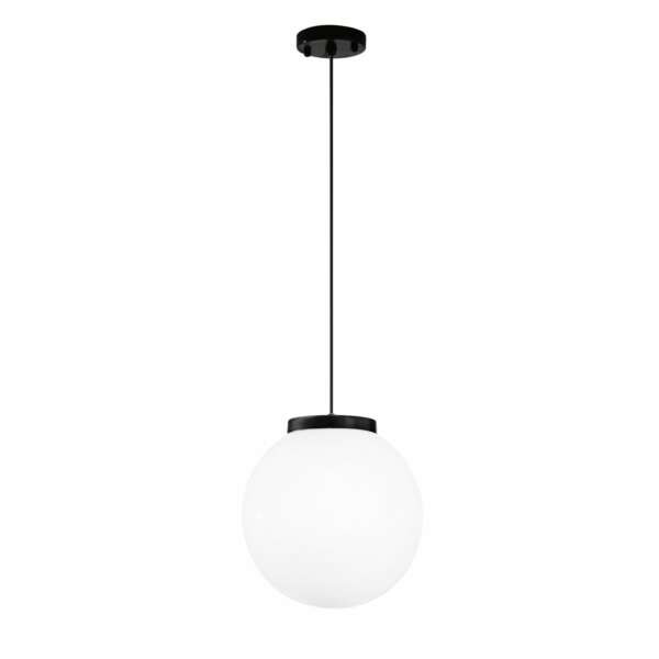 INTEC Suspension d'extérieur POLLY avec structure en plastique noir et sphère blanche de 25 cm (Suspensions extérieures / Éclairage décoratif)