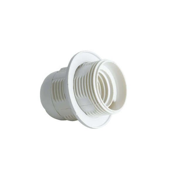 INTEC Douille E27 PET avec couvercle fileté et anneau blanc (Douille / Éclairage intérieur LED)