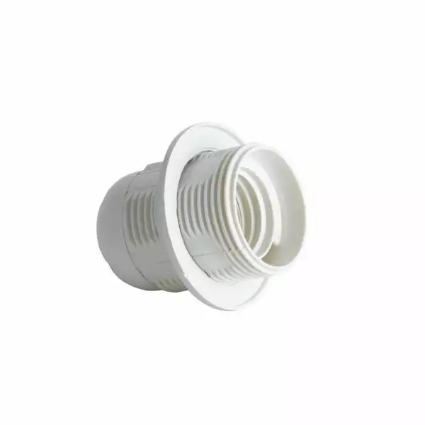 INTEC Douille E27 PET avec couvercle fileté et anneau blanc (Douille / Éclairage intérieur LED)