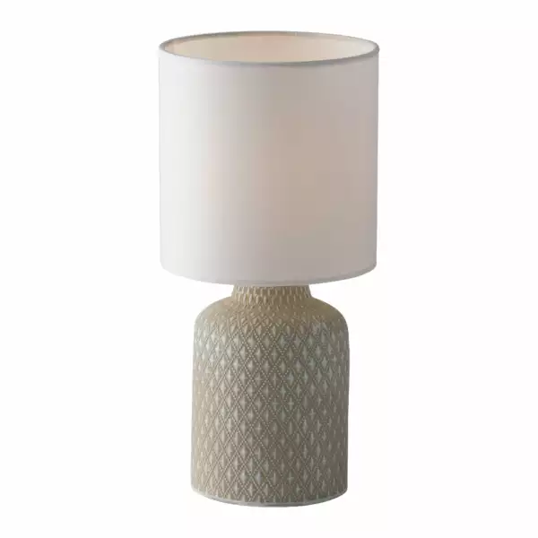 LUCE AMBIENTE E DESIGN Lampe de table RAVELLO en céramique grise avec abat-jour en tissu (Lampes de table / Éclairage décoratif)