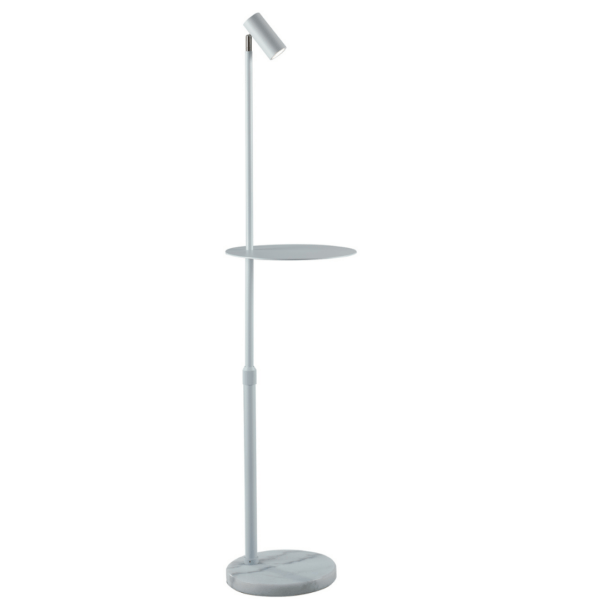 LUCE AMBIENTE E DESIGN Lampadaire relax en métal blanc avec base et plateau en marbre (Lampadaires / Éclairage décoratif)